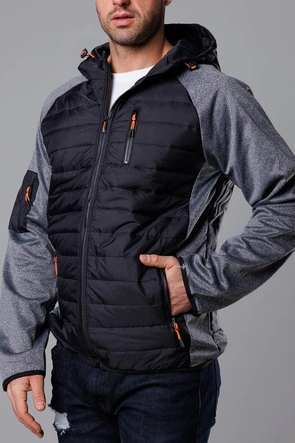 Sportowa kurtka męska z łączonych materiałów czarny-grafit (8M906-392)