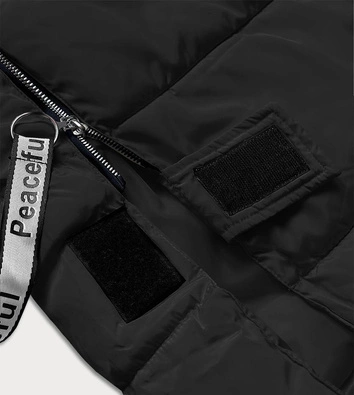 Długa kurtka puchowa damska czarna (AG3-3038)