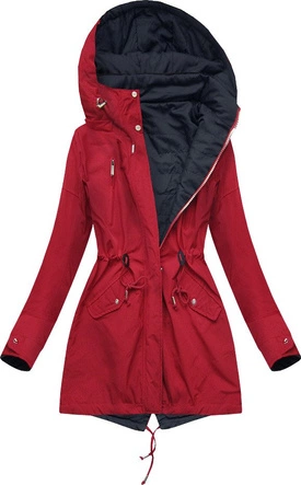 DWUSTRONNA PARKA Z KAPTUREM CZERWONO-GRANATOWA (W303)