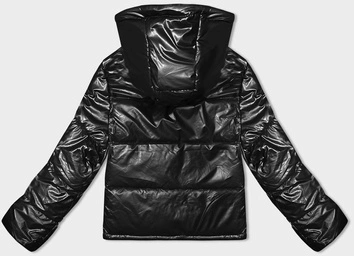 Krótka kurtka damska oversize czarna (5M3193-392)