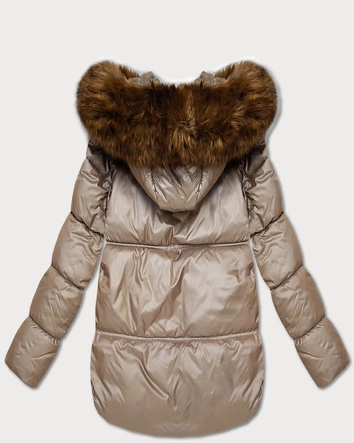 Damska kurtka bombka z kapturem S'West beżowa (B8280-12)