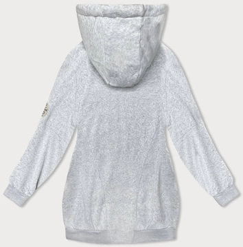 Luźna długa bluza damska ze ściągaczami jasnoszara (AMG-332A)