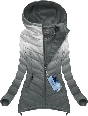 PIKOWANA KURTKA OMBRE BIAŁO-SZARA (W535)