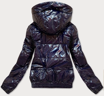 KRÓTKA BŁYSZCZĄCA KURTKA DAMSKA GRANAT(B9755)