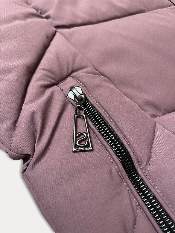 Kurtka zimowa damska plus size do połowy uda S'west fioletowa (B8306-71)