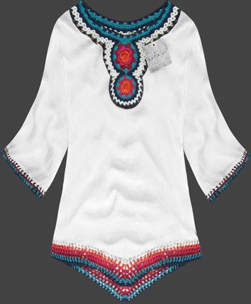 BLUZKA Z SZYDEŁKOWANYMI WSTAWKAMI BIAŁA (ART11)