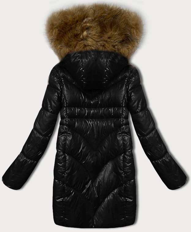 Prosta kurtka zimowa damska z ozdobnymi kieszeniami S'west czarna (B8259-1)