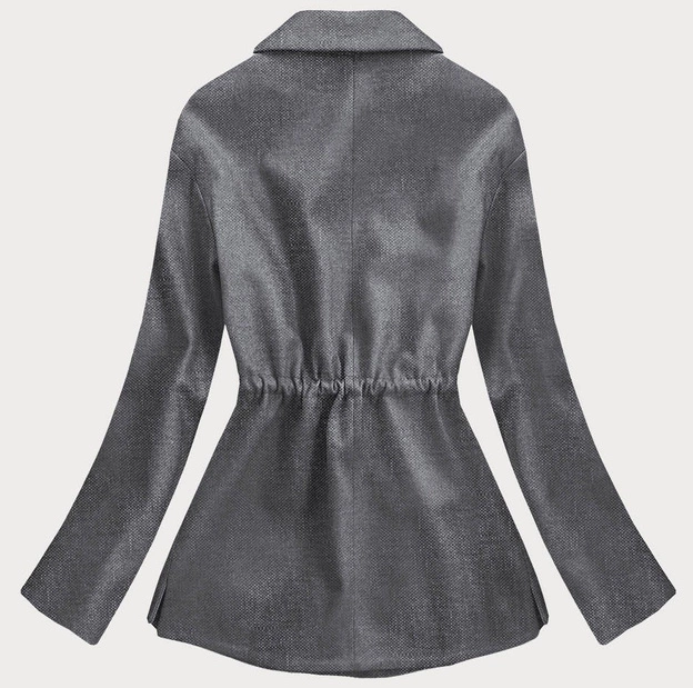 Luźny krótki płaszcz damski grafitowa (2727)