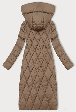 Długa zimowa kurtka damska z kapturem Libland camel (7832)