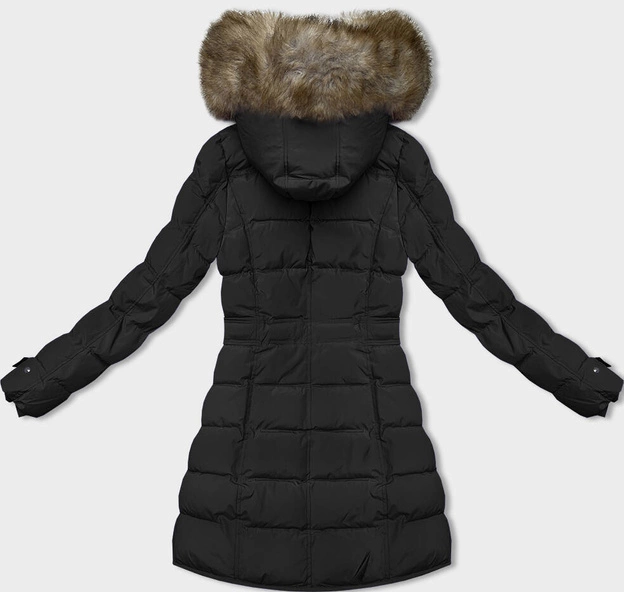 Zimowa kurtka damska z futrzaną podszewką czarna (LHD-23063)