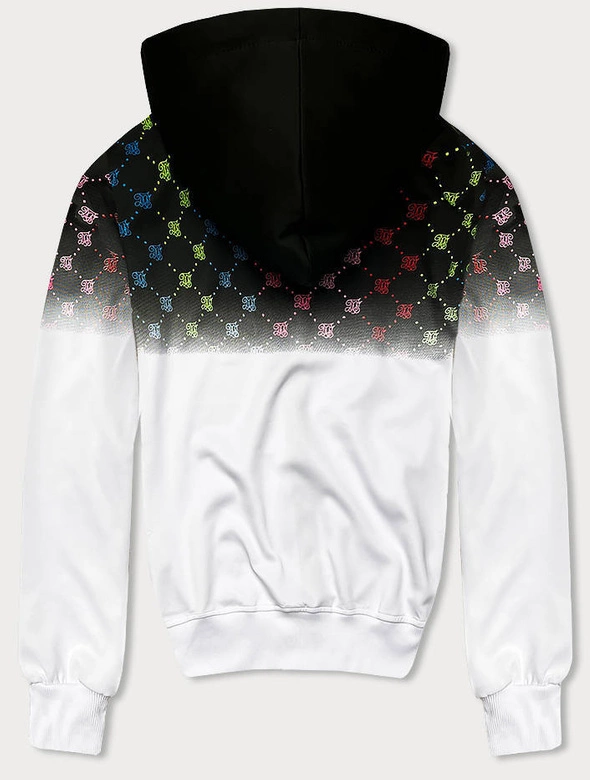 Rozpinana bluza męska z kolorowym nadrukiem czarno-biała (8B989-1)