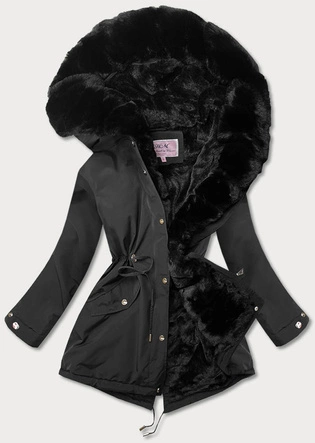 DAMSKA  KURTKA ZIMOWA NA MISIU CZARNA (W550)