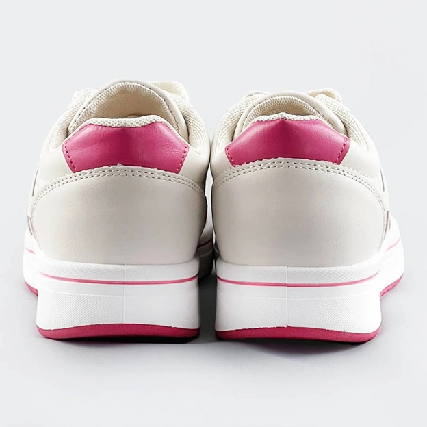 Sportowe buty damskie ecru-róż (ad-587)