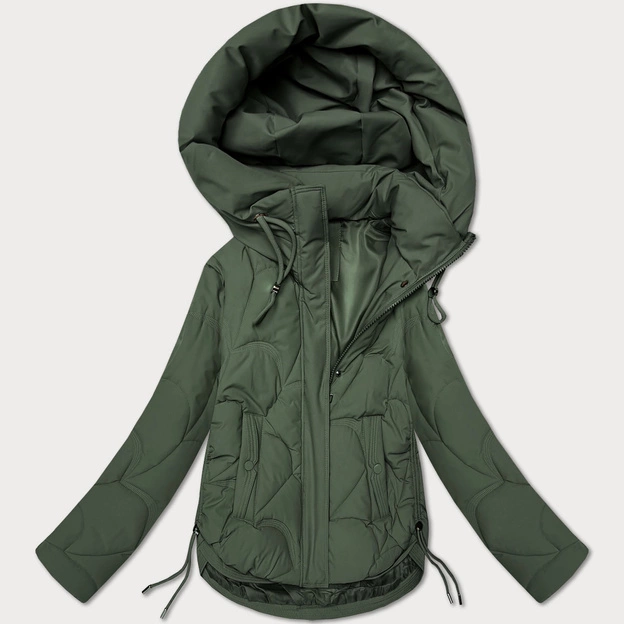 Przejściowa pikowana kurtka damska z kapturem S'West khaki (B8297-11)