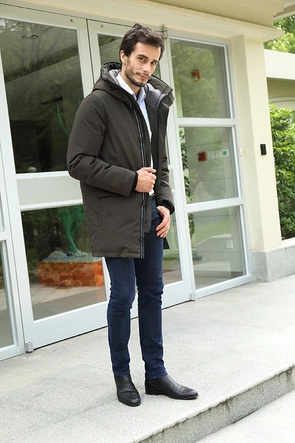 PARKA ZIMOWA Z PUCHEM NATURALNYM KHAKI (5012)