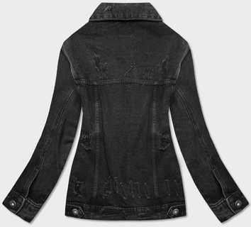 Damska kurtka jeansowa z przetarciami czarna (34761a)