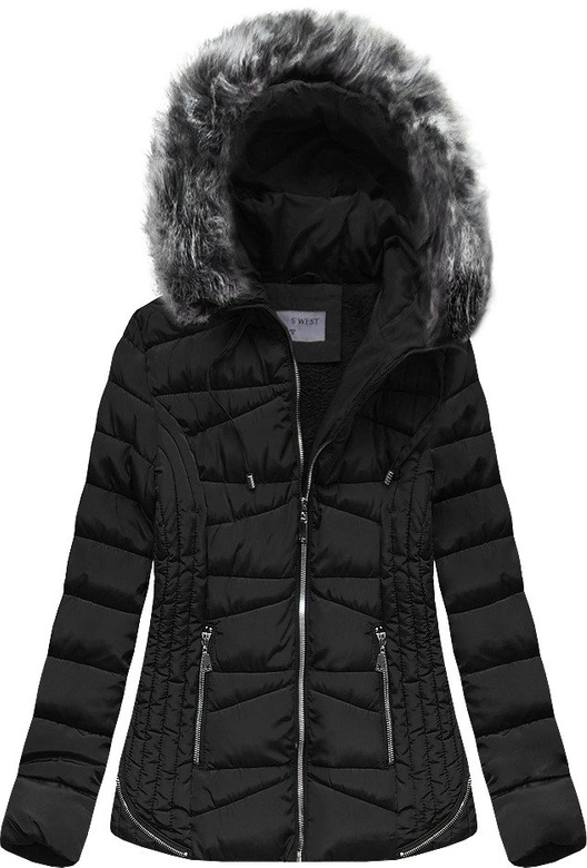 PIKOWANA KURTKA Z KAPTUREM CZARNA (B2631)