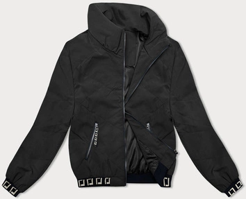 Krótka kurtka damska ze stójką czarna (5M3161)