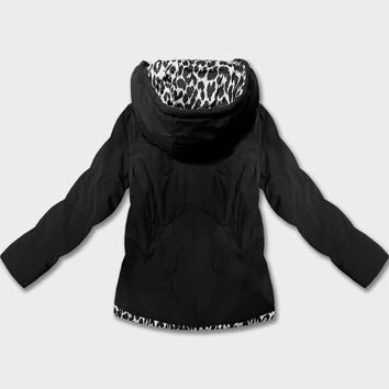 Krótka luźna kurtka z motywem panterki Miss TiTi czarna (25899)