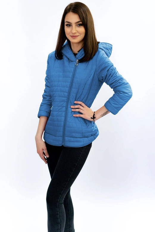 Kurtka z asymetrycznym zamkiem niebieska (dl015)