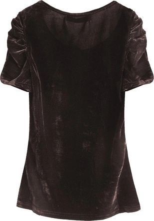 BLUZKA Z BUFIASTYMI RAMIONAMI BRĄZOWA (3681)