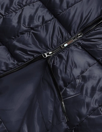 Metaliczna kurtka zimowa damska granatowa (B8073-3)