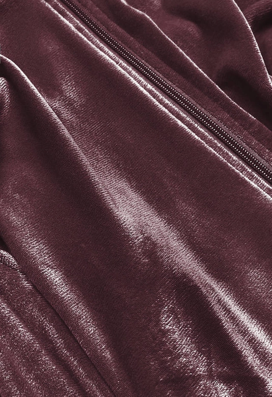 Welurowy dres damski z lampasami brązowy (81223)