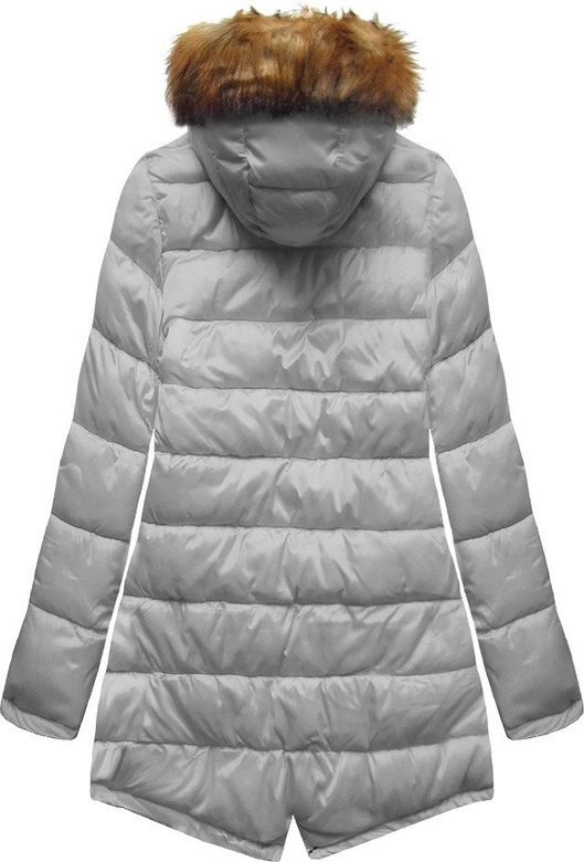 Dwustronna zimowa parka damska z kapturem army-szara (b2636)