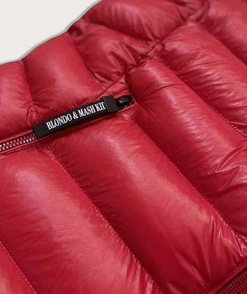 KAMIZELKA DAMSKA Z PUCHEM NATURALNYM CZERWONA (6816)