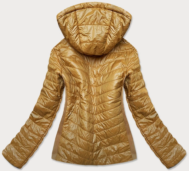 Pikowana kurtka dwustronna damska żółta (rqw-6844)