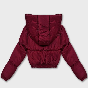 Krótka kurtka zimowa puffer J Style bordowa mat (5M3360-1)