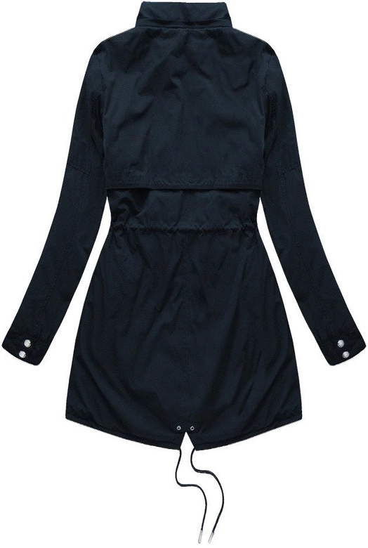 Dwustronna damska kurtka zimowa z kapturem granatowo-szara (w214big)