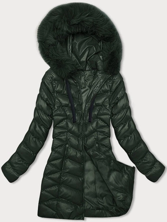 Zimowa kurtka damska ciemnozielona (5M3139-238)