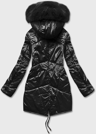 Przejściowa kurtka damska z kapturem czarna (b8091-1)