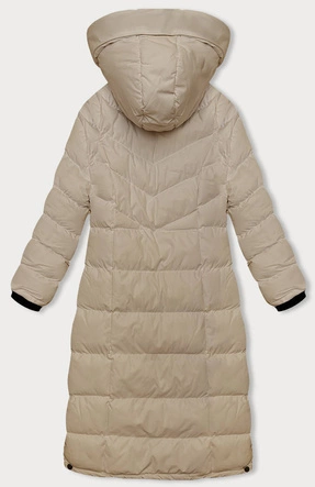 Dłuższa zimowa kurtka damska jasny beż (5M736-62)