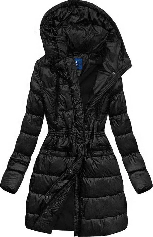 Ortalionowa dłuższa zimowa kurtka damska czarna (j9-005)