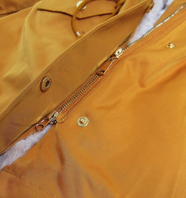 DAMSKA PARKA ZIMOWA Z FUTREM ŻÓŁTA (BR521)