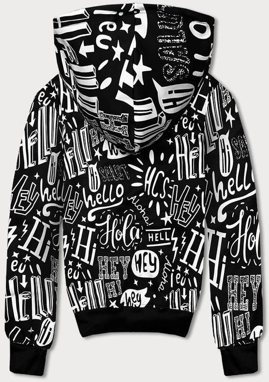 Męska bluza kangurka z nadrukiem czarna (8B1150-1)