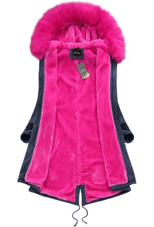 BAWEŁNIANA DŁUGA PARKA GRANATOWO-AMARANTOWA (7610)