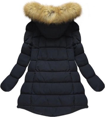 ASYMETRYCZNA KURTKA Z KAPTUREM GRANATOWA (21656)