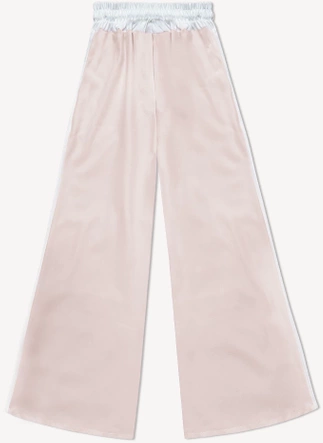 Luźne spodnie damskie z lampasami jasny beż (764ART)