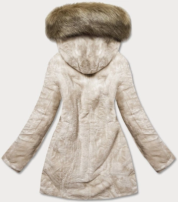 Ciepła kurtka zimowa damska dwustronna beżowa (w610)