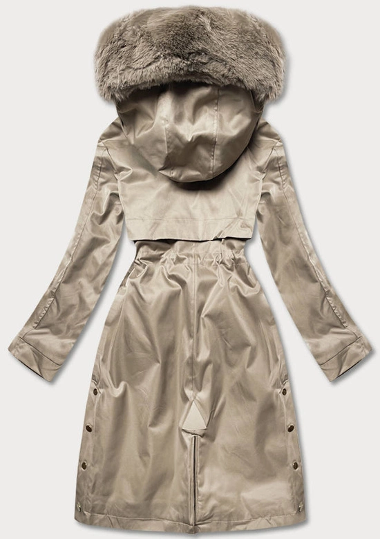 Zimowa kurtka damska na misiu beżowa (b537-46)