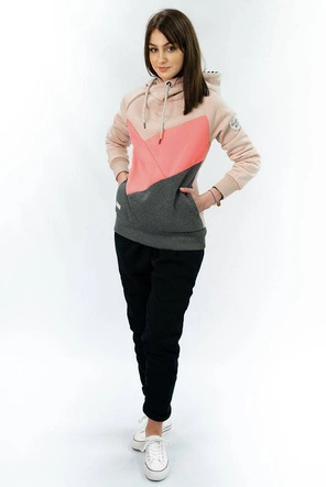 KOLOROWY DRES DAMSKI BEŻOWO-ŁOSOSIOWA (745A)