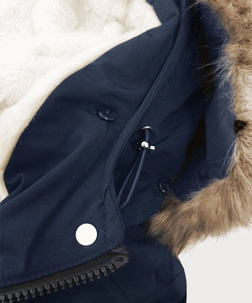 DAMSKA PARKA ZIMOWA NA MISIU GRANATOWA (W378BIG)