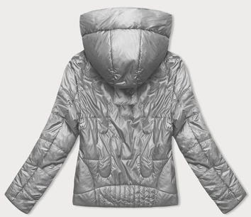 Pikowana krótka kurtka damska szara (B8185-9)