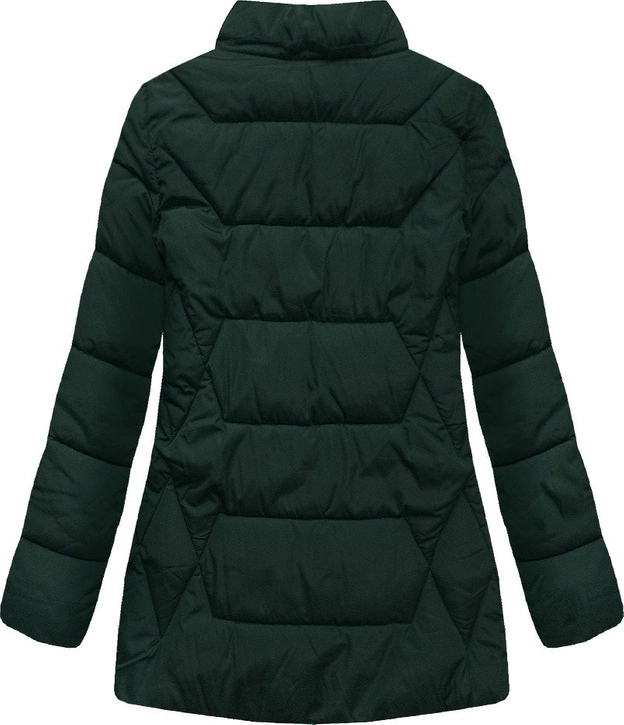 PIKOWANA KURTKA Z KAPTUREM CIEMNOZIELONA (B9901)