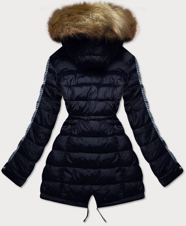 Dwustronna damska kurtka zimowa granatowo-szara (mhm-w556)