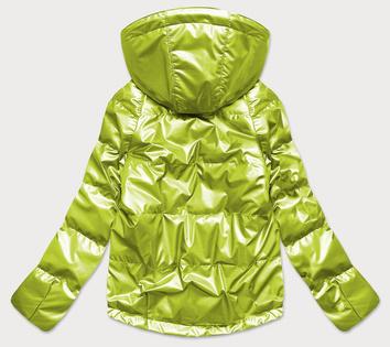 BŁYSZCZĄCA KURTKA DAMSKA OVERSIZE LIMONKA (2021-06BIG)