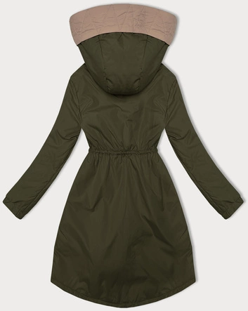 Kurtka damska ze ściągaczem w talii S'West khaki (B8352-11)